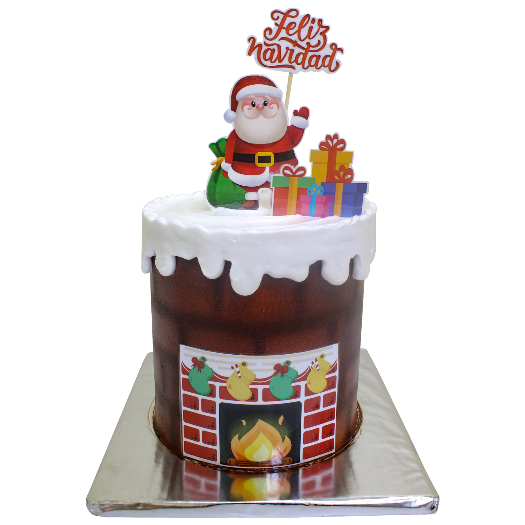 Pastel Navidad Chimenea